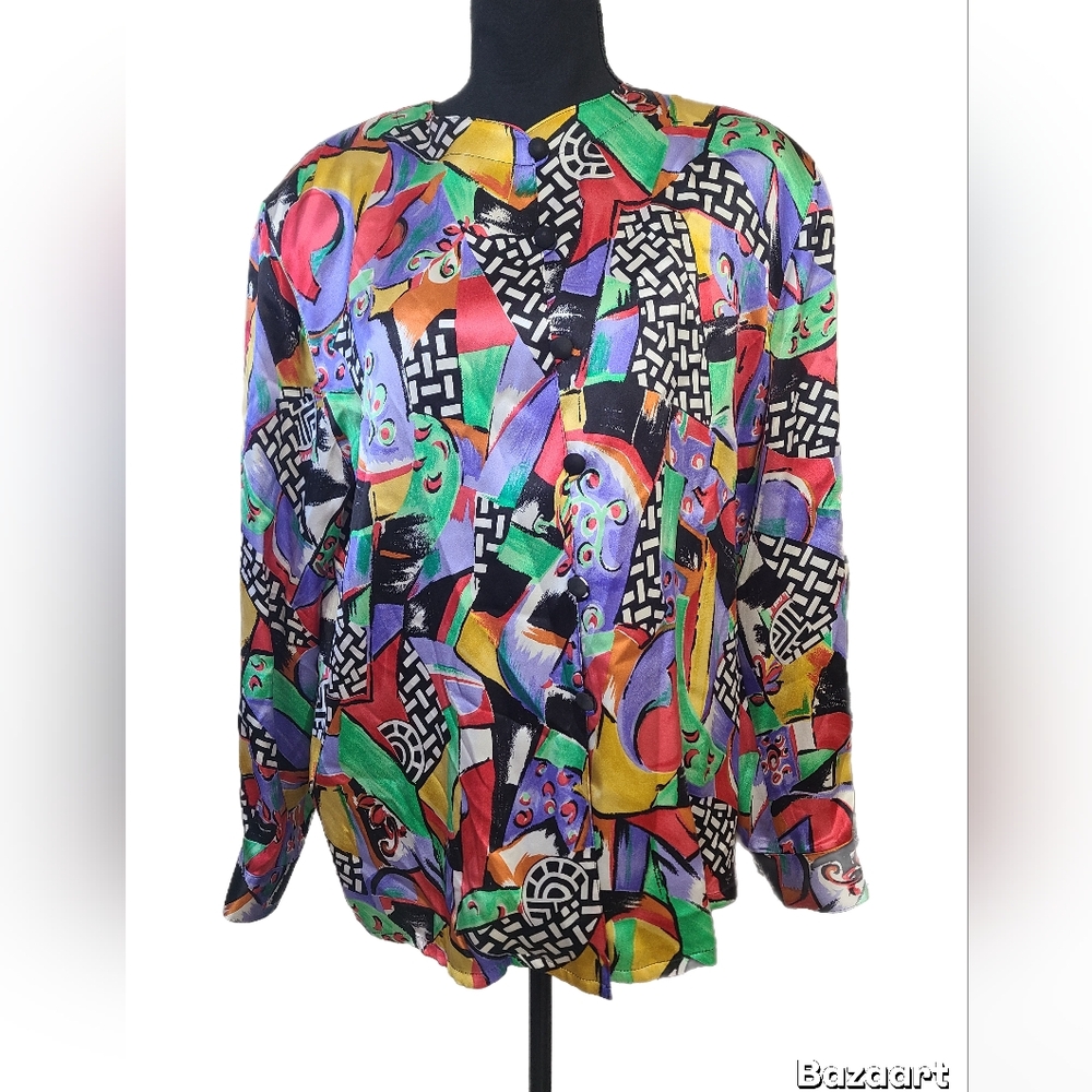 Vintage Louis Feraud 80s 90s Silk long sleeve blouse